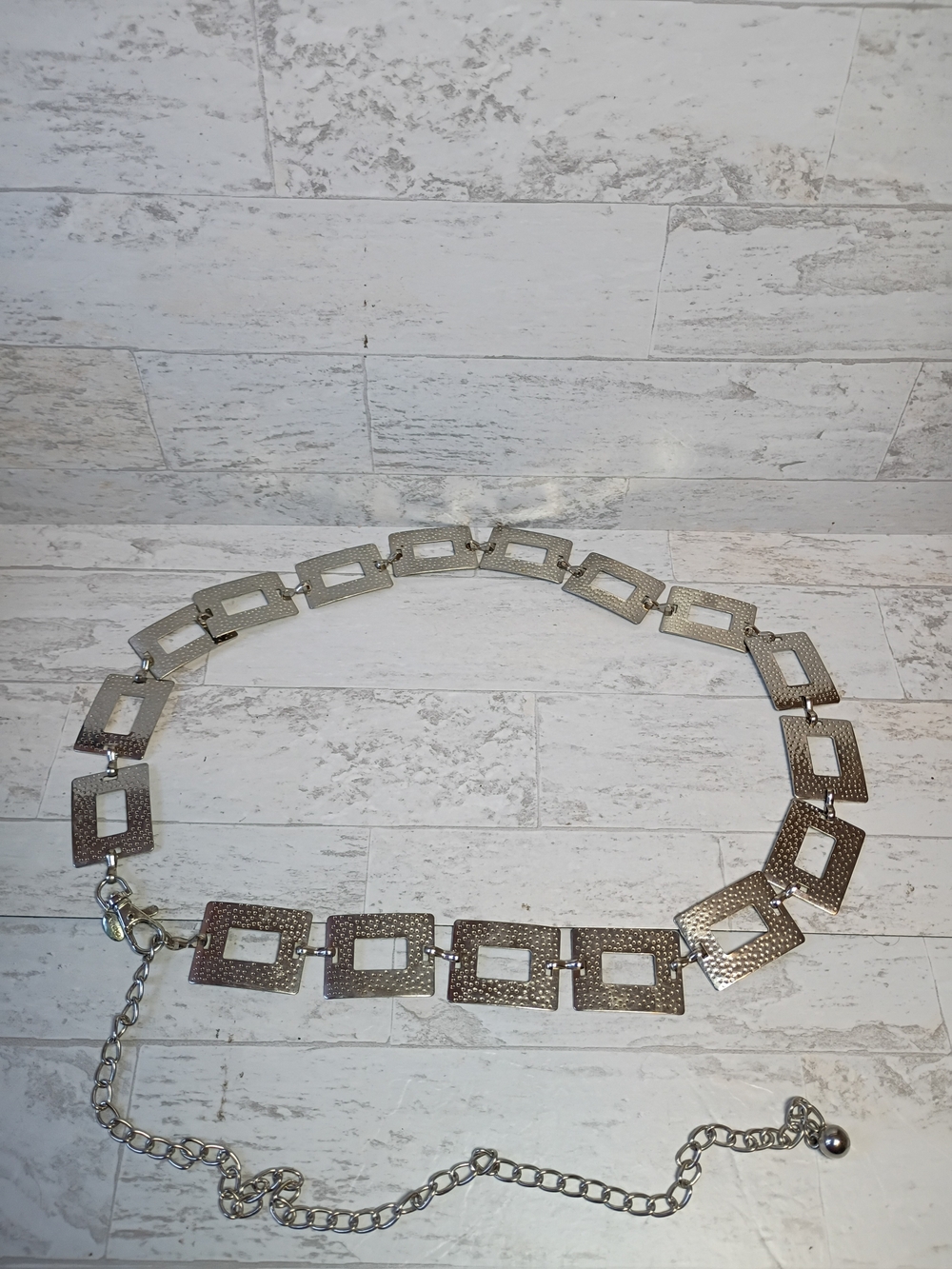 Y2K VTG Witchycore Silver Tone Rectangular Link Waist Chain Belt/Necklace